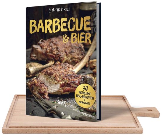 Vuur & Rook Puur Hout Beuken Steakplank 40 cm + Barbecue & Bier